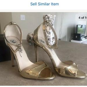 Fashionova Metallic Gold Strappy Heels 5.5